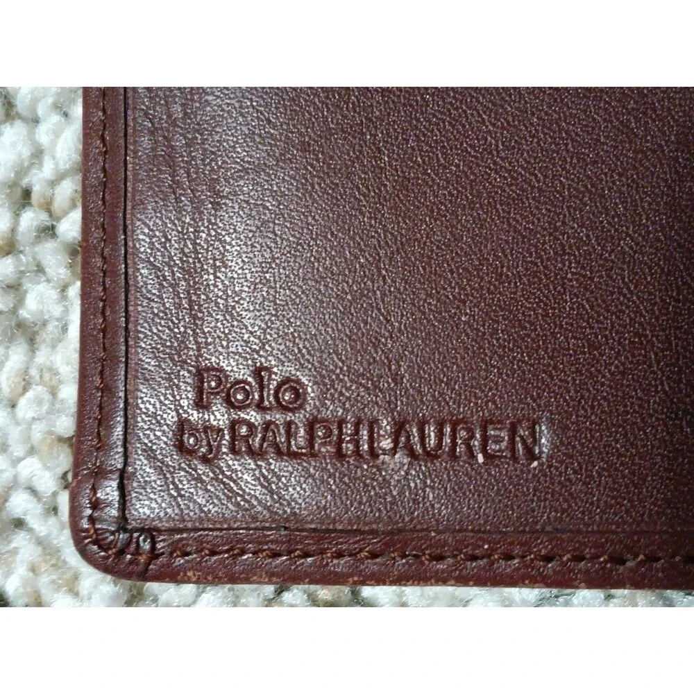 Vintage Polo By Ralph Lauren Tartan Plaid With Brown Leather Long Wallet GUC